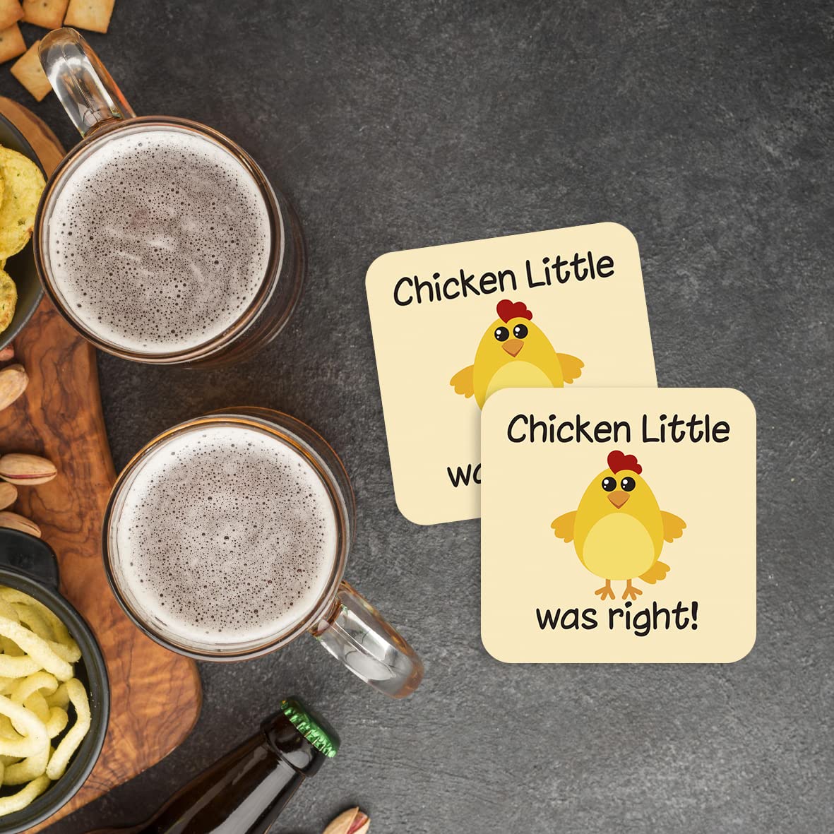 CS636 Chicken Little was Right! Novelty Funny Coffee Tea Drink Gift Glossy MDF Wooden Coaster