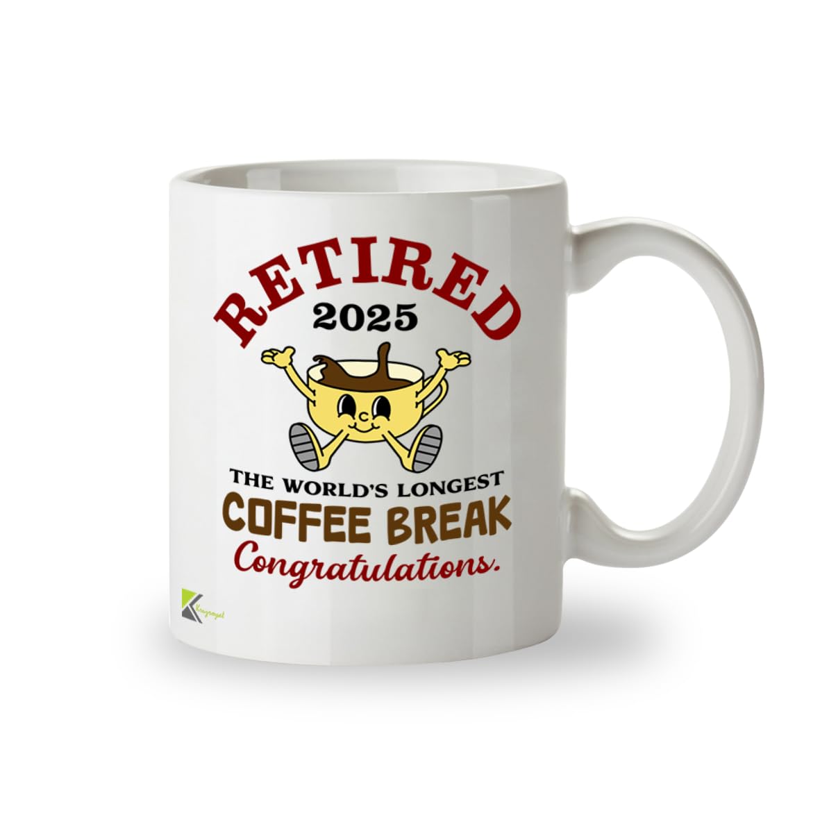 Kruzroyal Retired 2025 Funny Retirement Mug - 11oz Ceramic Cup for Men, Women, Coworkers - World's Longest Coffee Break Gag Gift