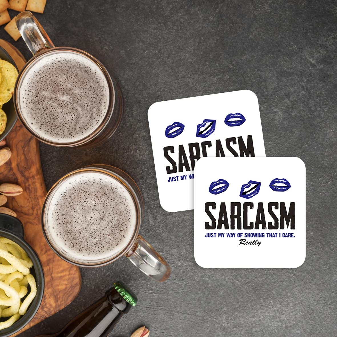 CS515 Sarcasm : just My Way of Showing That i Care. Really Novelty Funny Coffee Tea Drink Gift Glossy MDF Wooden Coaster