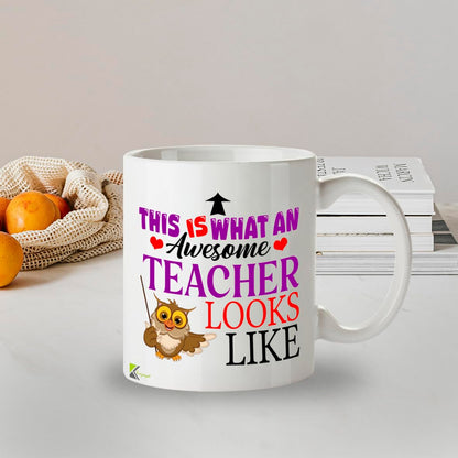 Kruzroyal Awesome Teacher Funny Mug - 11oz Ceramic Cup for Men & Women - Appreciation Gift for Educators