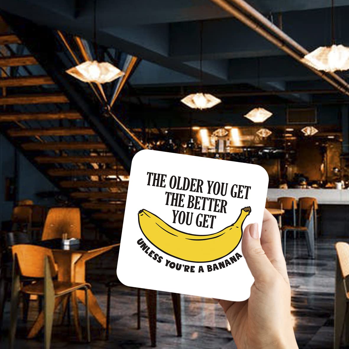 CS481 The older you get the better you get unless you're a banana Novelty Funny Coffee Tea Drink Gift Glossy MDF Wooden Coaster