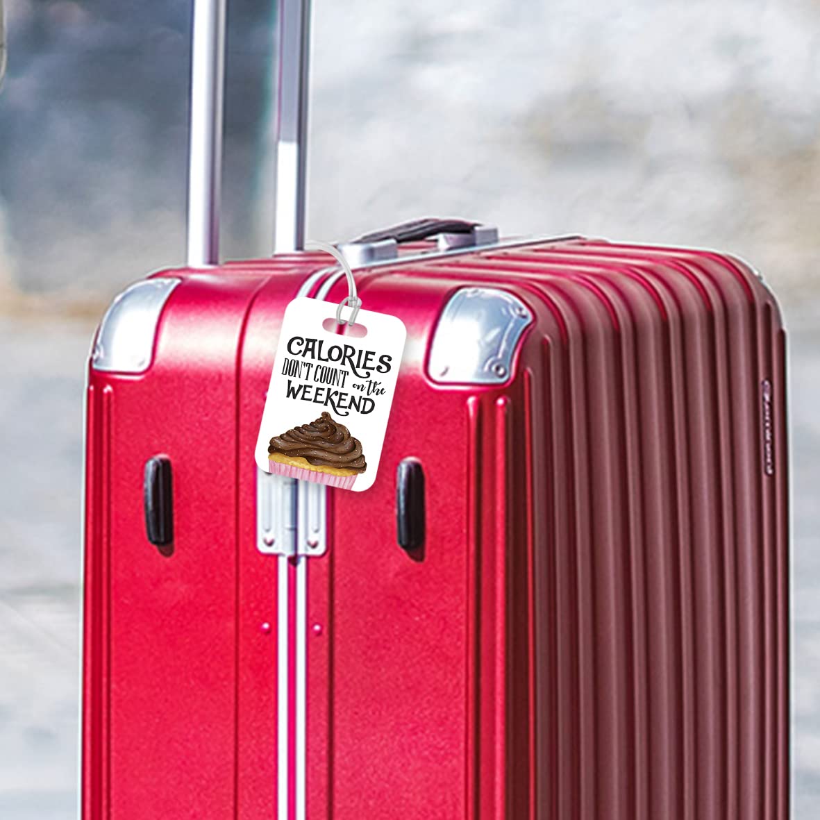 LT113 Calories Don't Count On The Weekend - 2 Novelty Funny Unique Designer Gift Glossy Plastic Suitcase Luggage Tag