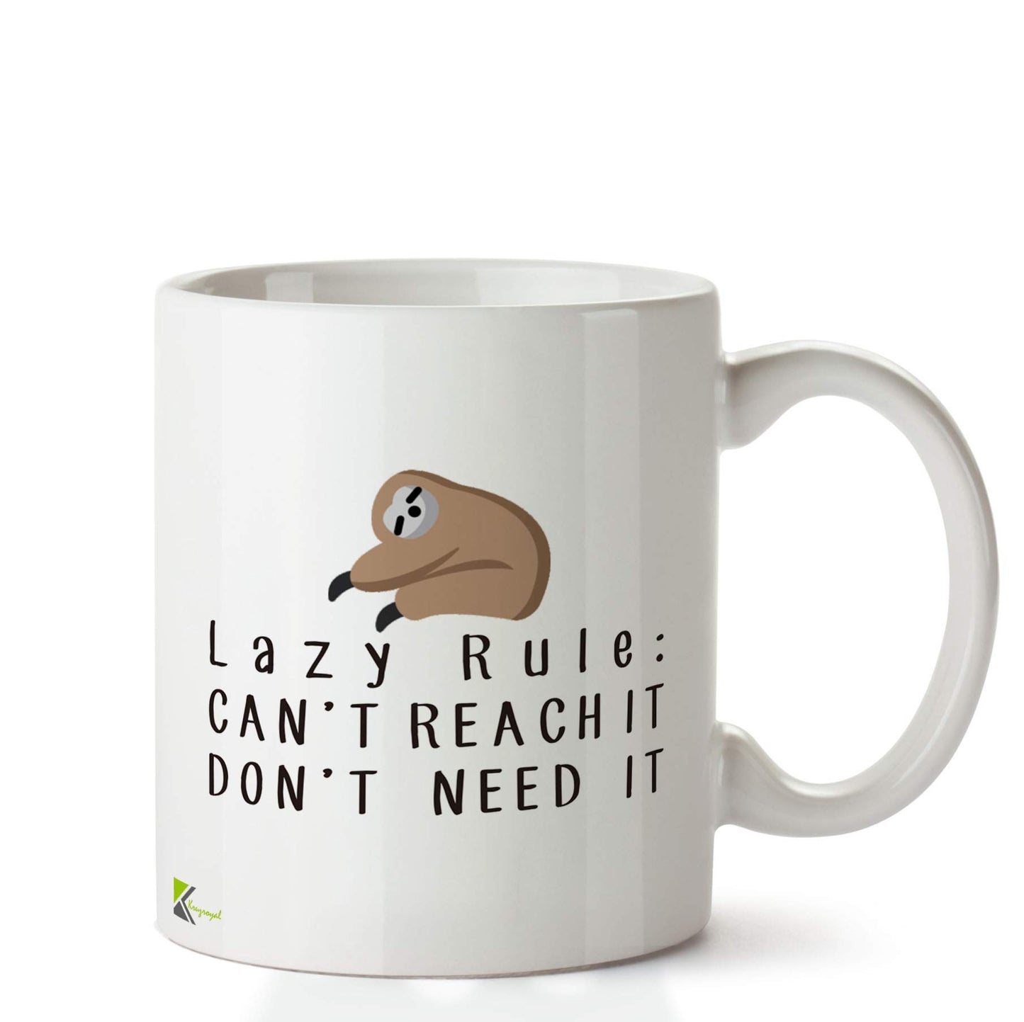Kruzroyal DZ624 Lazy Rule : Can't Reach it, Don't Need it. Funny Novelty Great Gift Idea Coffee Tea Ceramic Mug