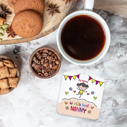 CS688 World's Best Nanny Novelty Funny Coffee Tea Drink Gift Glossy MDF Wooden Coaster
