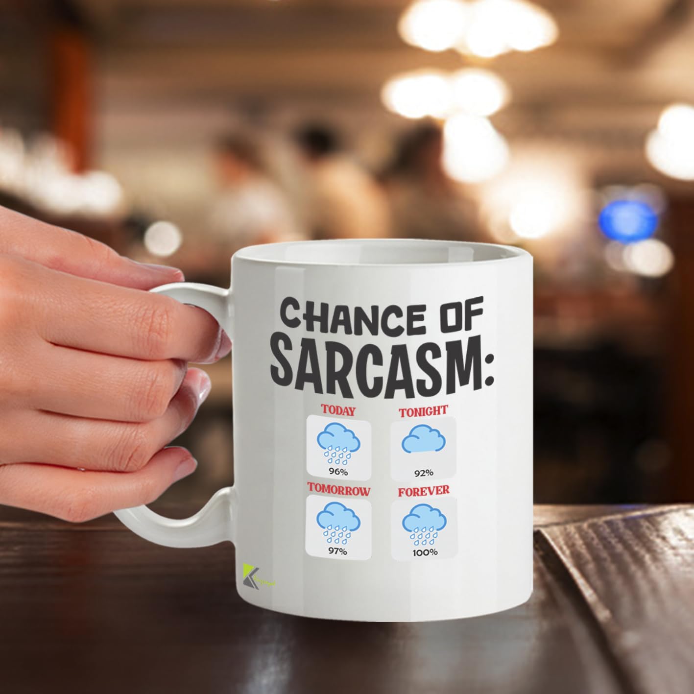 Kruzroyal Chance of Sarcasm Funny Coffee Mug - Sarcastic Weather Forecast Novelty Cup Great Gag Gift for Men Women Coworkers