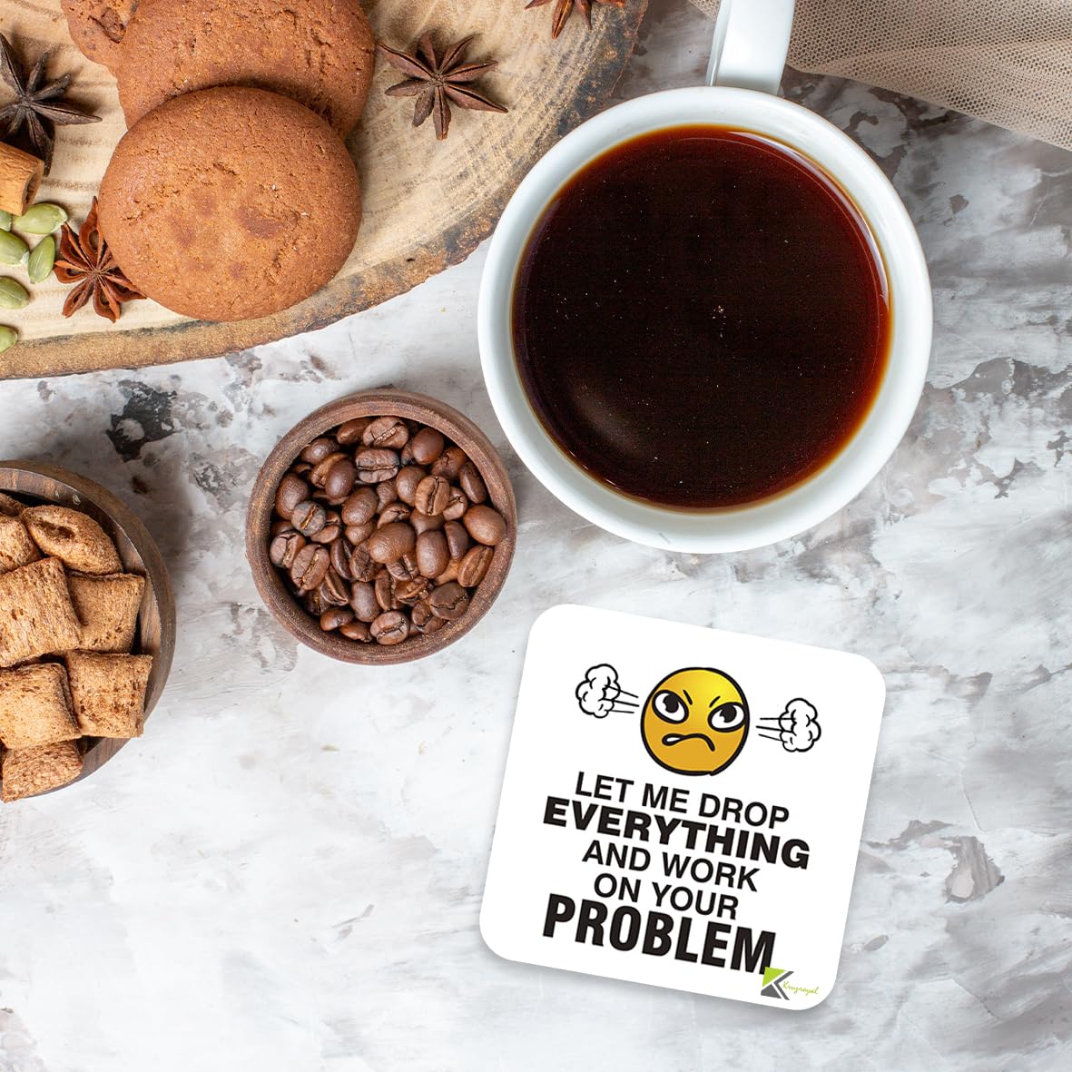 CS878 Let me drop everything and work on your problem Novelty Funny Coffee Tea Drink Gift Glossy MDF Wooden Coaster | Gifts for Men, Women, Boss