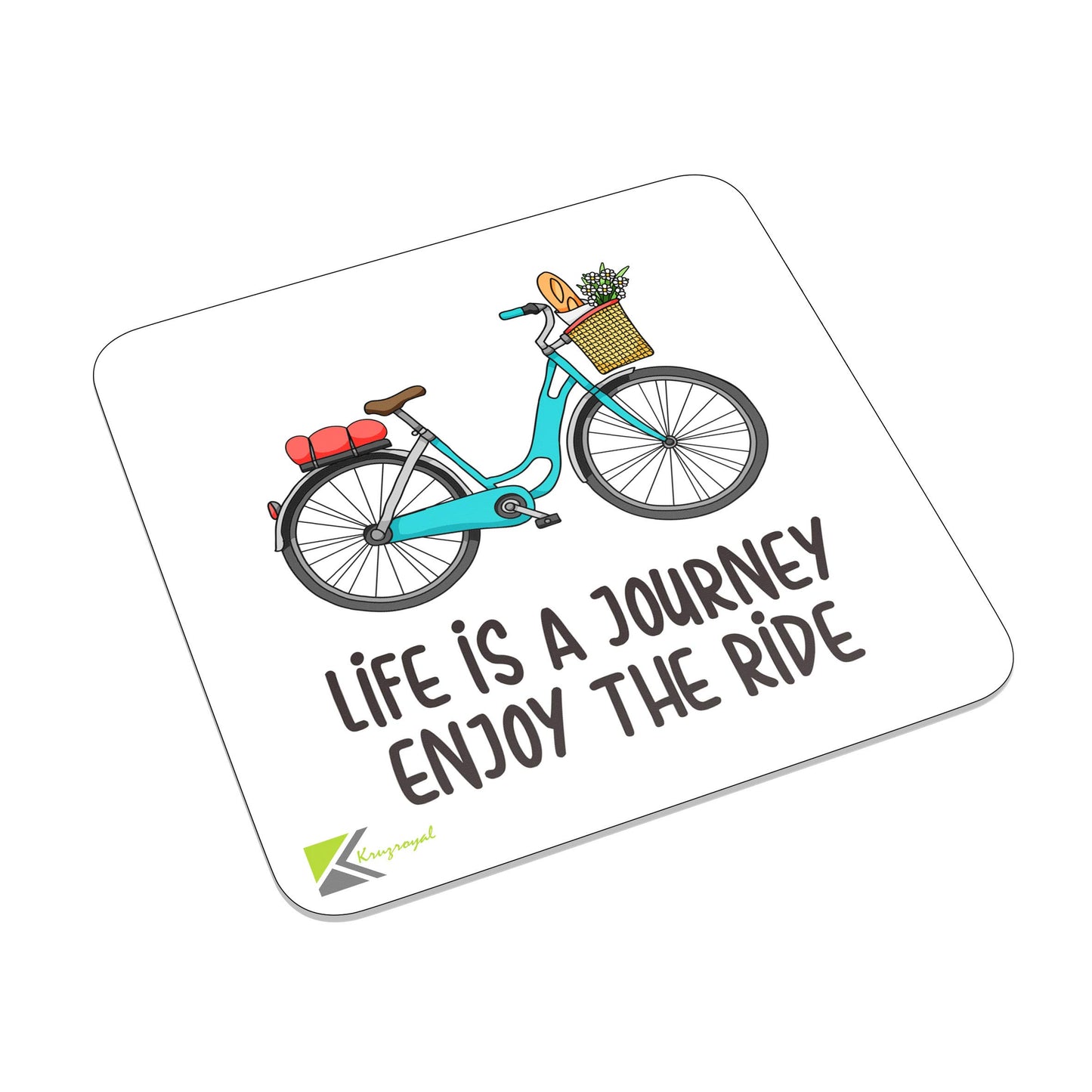 FM006 Life is a journey, Enjoy the ride Novelty Funny Idea Glossy Metal Square Fridge Magnet