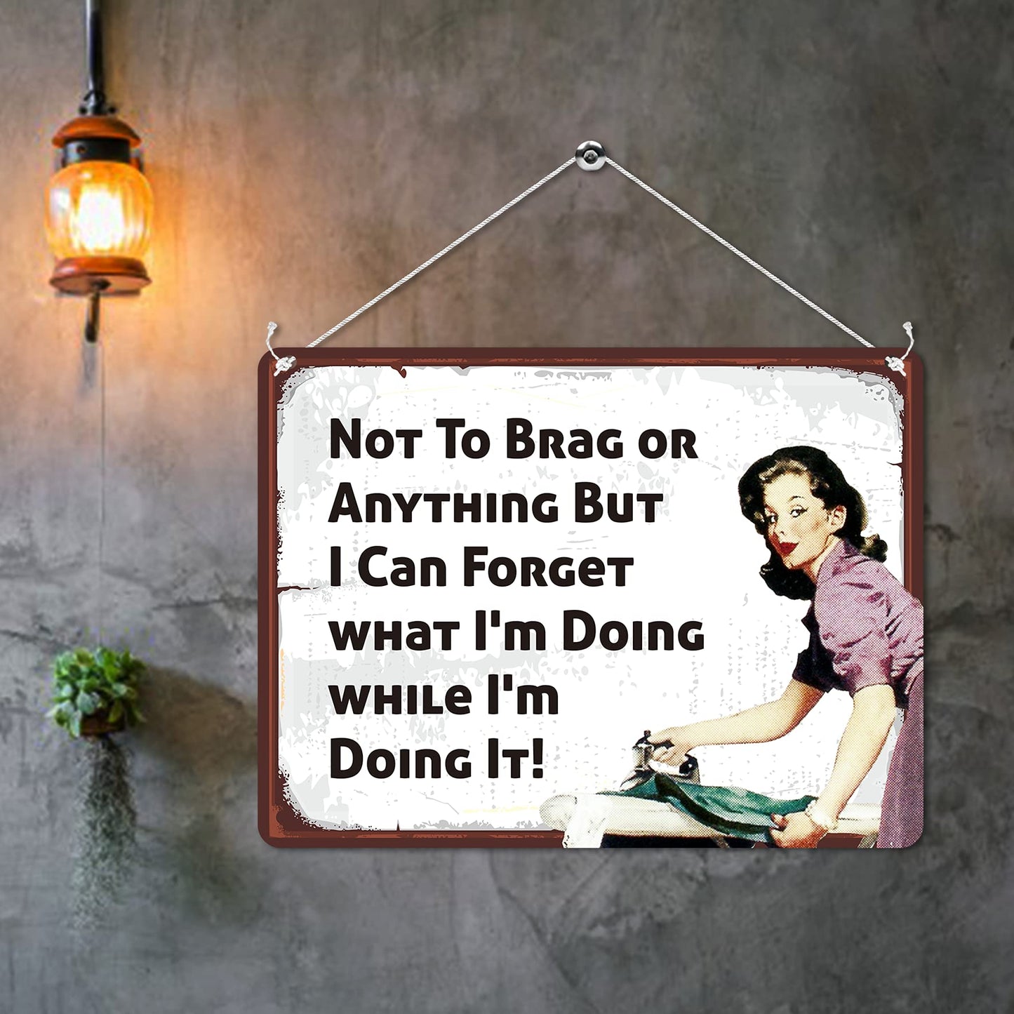 Kruzroyal MP117 Not to brag or anything but i can forget what i'm doing while i'm doing it! Funny Novelty Retro Vintage Metal Wall Sign Plaque 20cm x 15cm