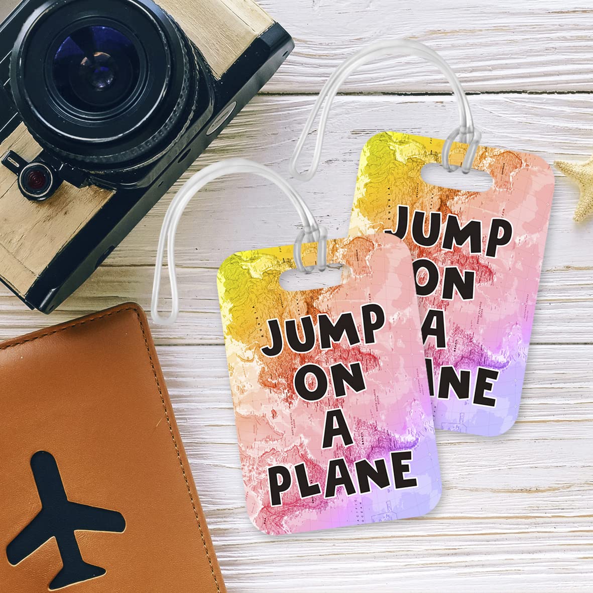 LT216 Jump on a Plane Novelty Funny Unique Designer Gift Glossy Plastic Suitcase Luggage Tag