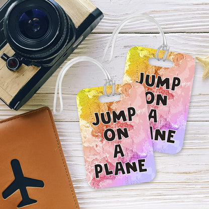 LT216 Jump on a Plane Novelty Funny Unique Designer Gift Glossy Plastic Suitcase Luggage Tag