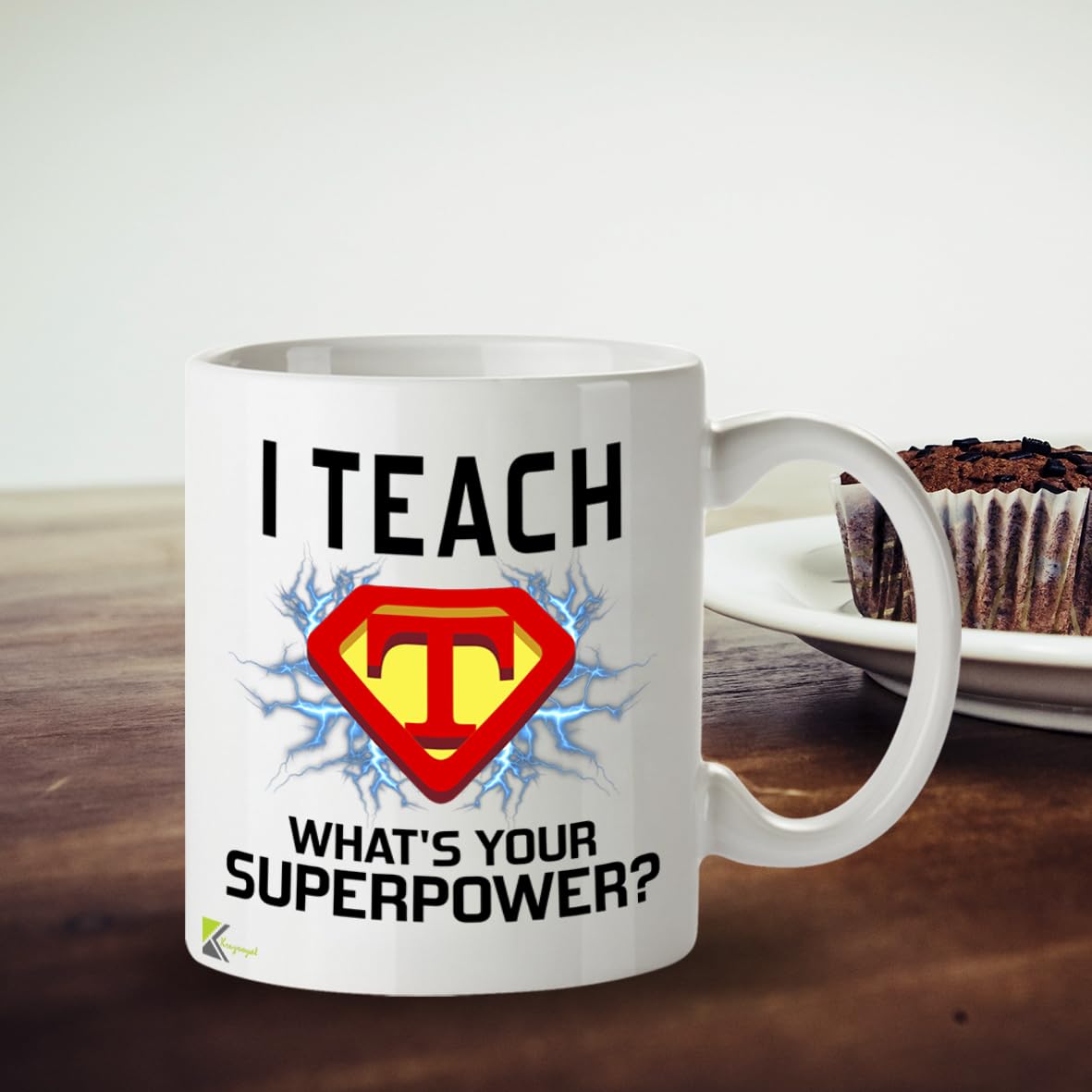 Kruzroyal Teacher Mug Gift 11oz/325ml - I Teach What's Your Superpower Funny Ceramic Cup for Teachers Men Women - Appreciation Thank You Present
