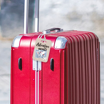 LT079 Adventure Awaits -Design 2 Novelty Funny Unique Designer Gift Glossy Plastic Suitcase Luggage Tag