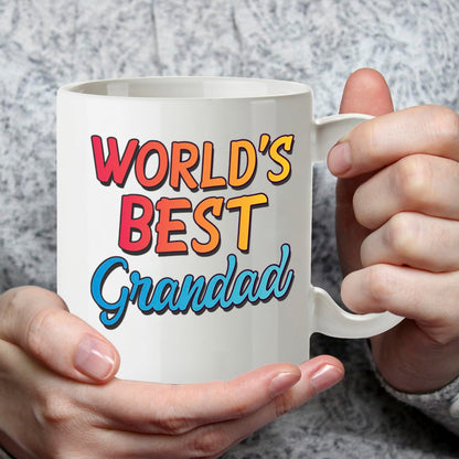 Kruzroyal DZ825 World's Best Grandad Mug 11oz - White Ceramic Coffee & Tea Cup for Grandpa, Gramps - Ideal Birthday or Father's Day Present for Him