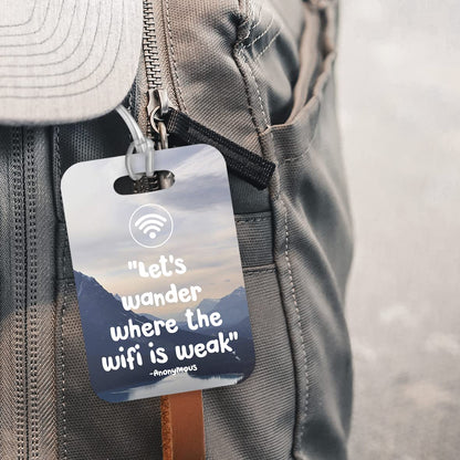 LT213 "Let's Wander Where The WiFi is weak" - Anonymous Novelty Funny Unique Designer Gift Glossy Plastic Suitcase Luggage Tag