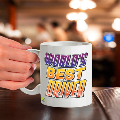 Kruzroyal DZ809 World's Best Driver Coffee Mug 11oz - Funny Gifts for Dad Men Truck Bus Delivery Driver - Thank You Appreciation Novelty Cup for Birthday Christmas