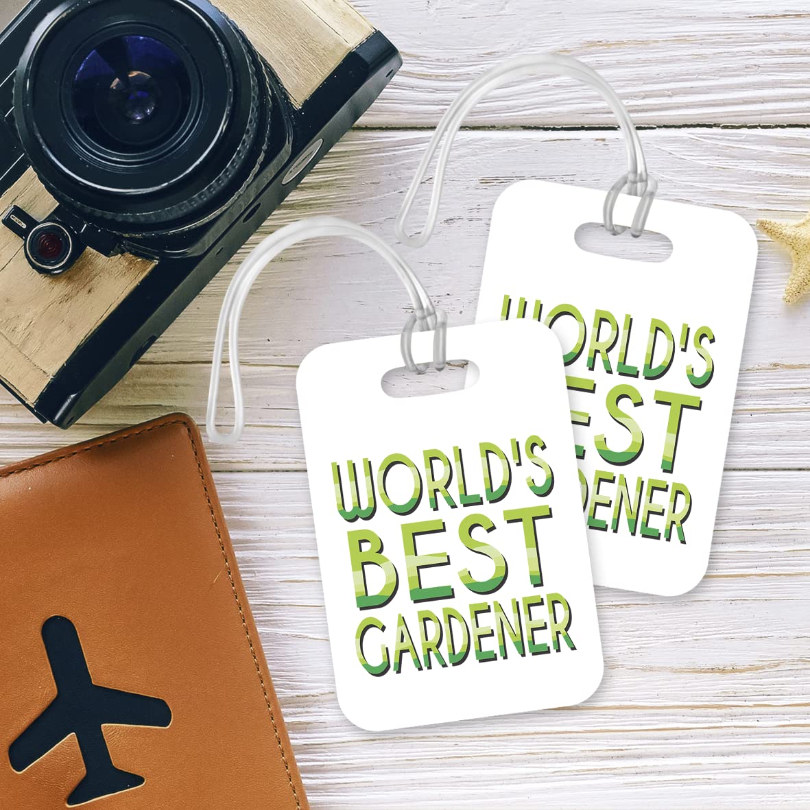 LT476 World's Best Gardener Novelty Funny Unique Designer Gift, Suitcase, Glossy Plastic Luggage Tag for Gardener