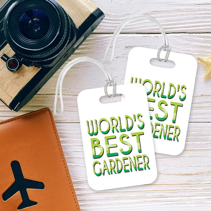 LT476 World's Best Gardener Novelty Funny Unique Designer Gift, Suitcase, Glossy Plastic Luggage Tag for Gardener