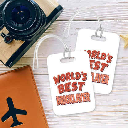 LT443 World's Best Bricklayer Novelty Funny Unique Designer Gift, Suitcase, Glossy Plastic Luggage Tag for Bricklayer