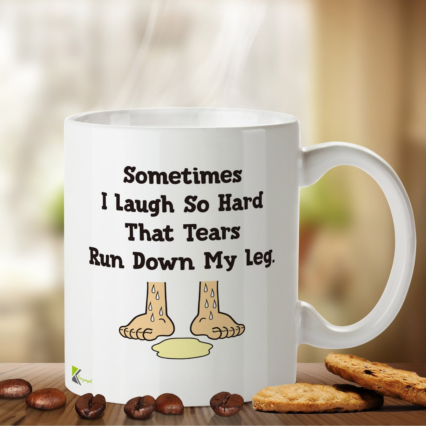 Kruzroyal DZ450 Sometimes i Laugh so Hard That tears Run Down My Leg Funny Novelty Great Gift Idea Coffee Tea Mug