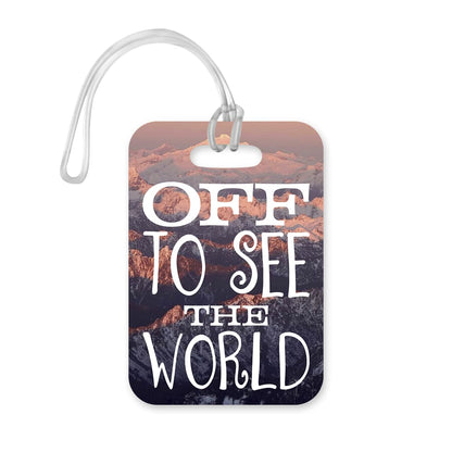 LT166 Off to See The World Novelty Funny Unique Designer Gift Glossy Plastic Suitcase Luggage Tag