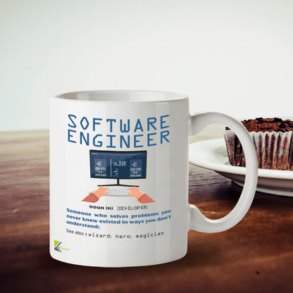 Kruzroyal Software Engineer Funny Definition Mug - Novelty Programmer Gift for Developer Coder Men Colleague Mate