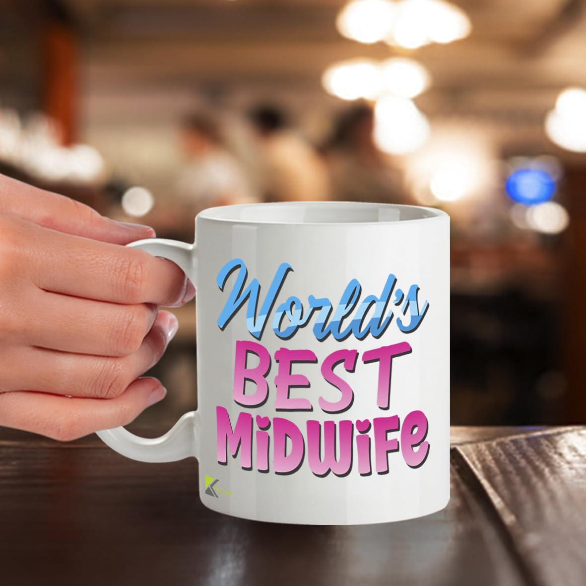 Kruzroyal DZ850 World's Best Midwife Mug 11oz - White Ceramic Cup for Student, Doula, NHS Staff - Heartfelt Thank You, Baby Shower Present for Her
