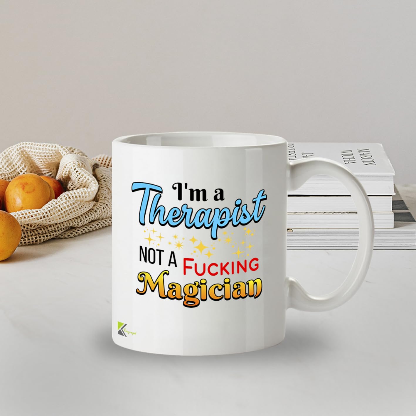 Kruzroyal I'm a Therapist Not a Magician Funny Mug - Humorous Psychology Novelty Cup Gift for Counsellor Colleague