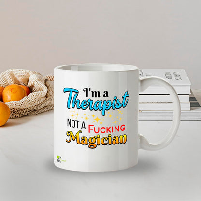 Kruzroyal I'm a Therapist Not a Magician Funny Mug - Humorous Psychology Novelty Cup Gift for Counsellor Colleague