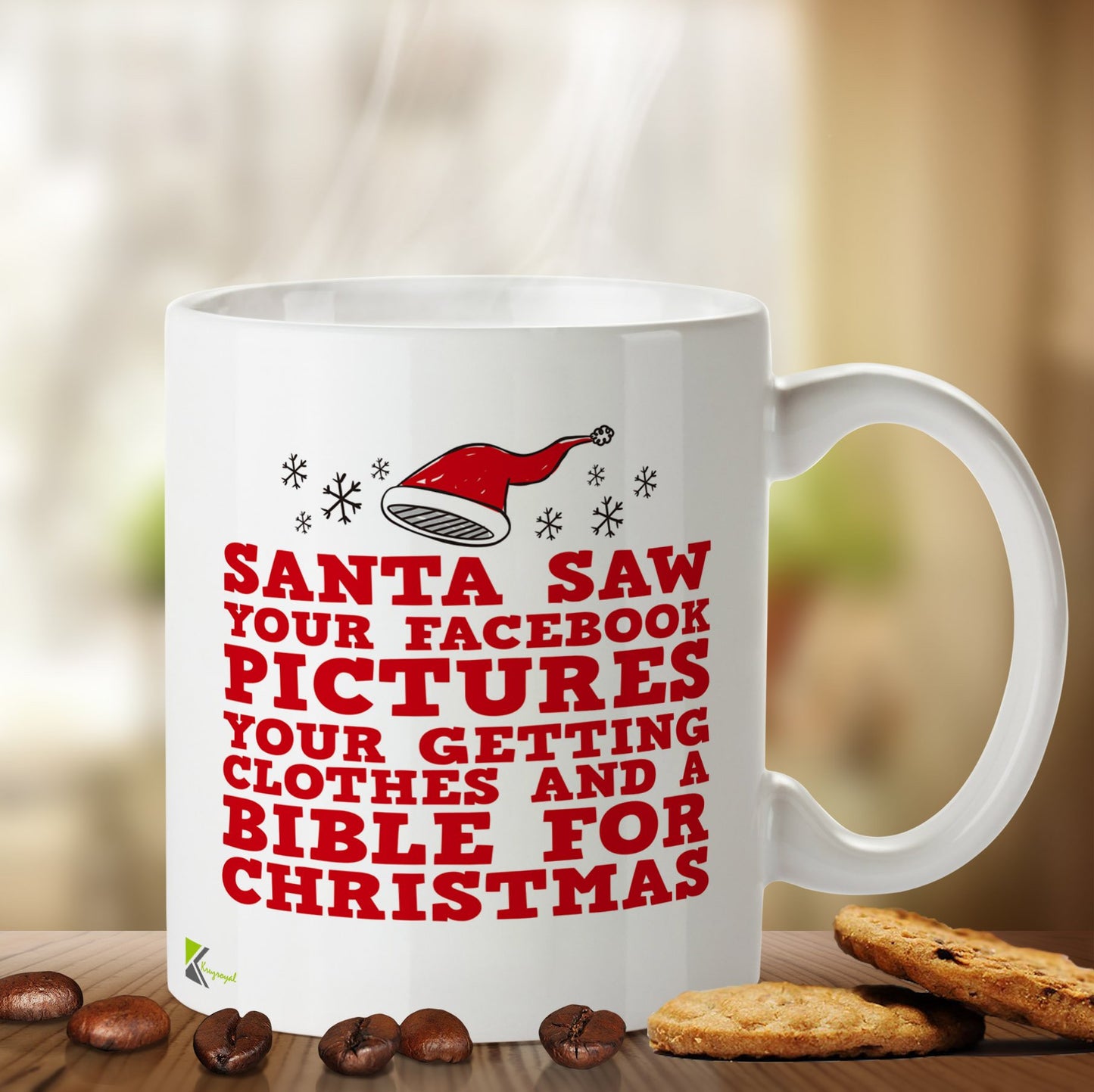 Kruzroyal DZ461 Santa Saw Your Fac**OOK Pictures Your Getting Clothes and A Bible for Christmas Funny Novelty Great Gift Idea Coffee Tea Mug