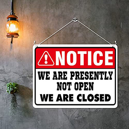 Kruzroyal MP316 NOTICE, We are presently not open, We are closed Funny Novelty Retro Vintage Metal Wall Sign Plaque 20cm x 15cm