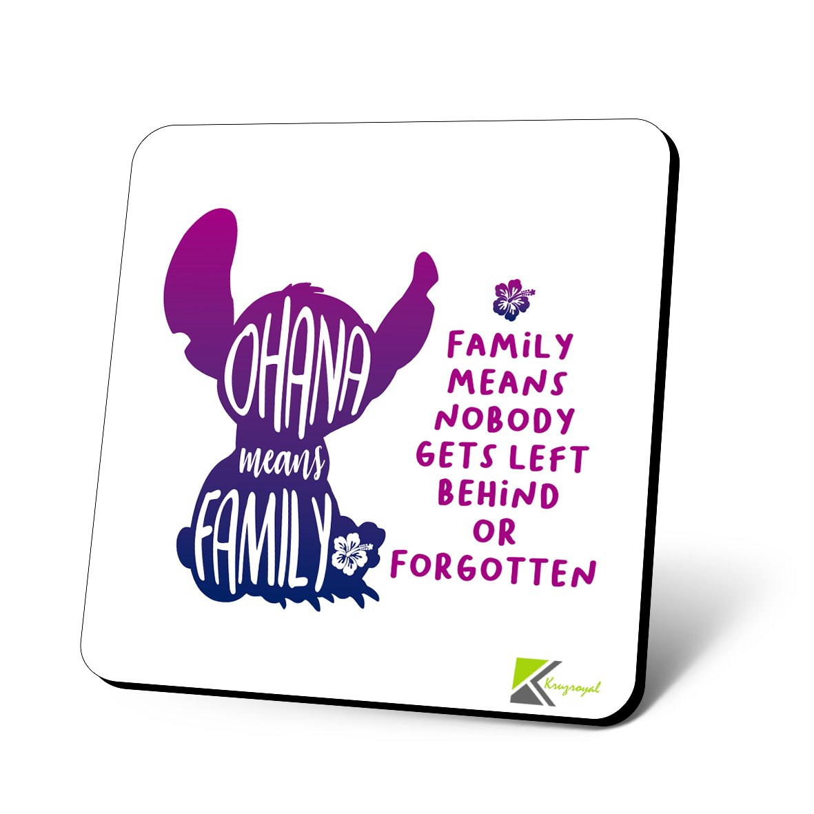 CS820 Ohana means family, family means nobody gets left behind or forgotten Novelty Funny Coffee Tea Drink Gift Glossy MDF Wooden Coaster | Sentimental Gifts for Family, Best Friend, Sister