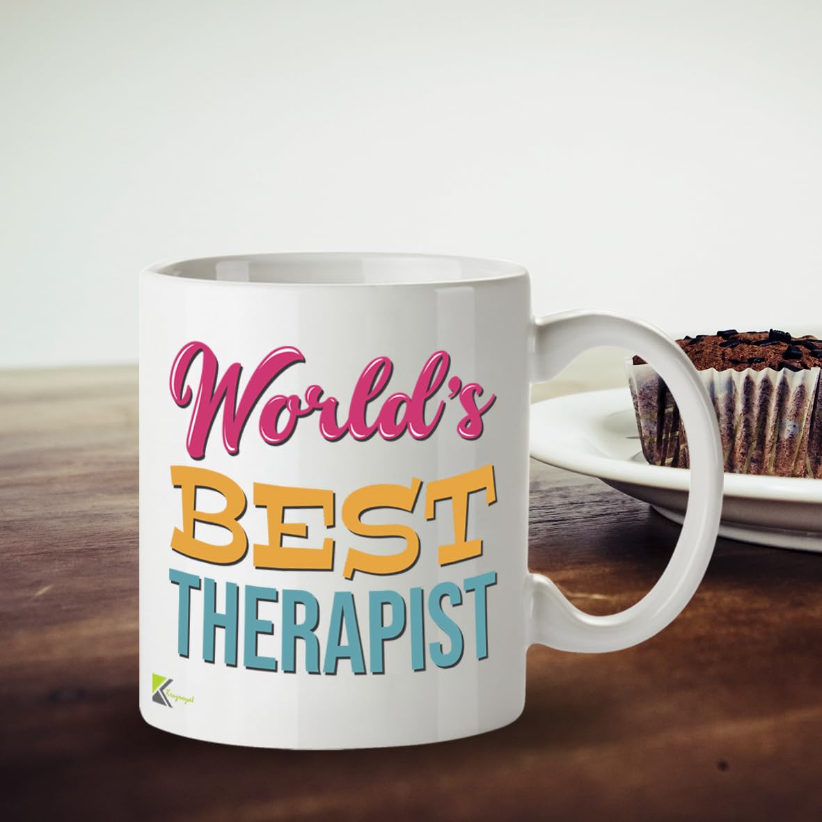 Kruzroyal DZ844 World's Best Therapist Mug 11oz - White Ceramic Cup for Counsellor, Psychologist - Ideal Birthday, Thank You or Leaving Present