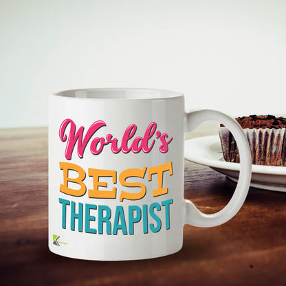 Kruzroyal DZ844 World's Best Therapist Mug 11oz - White Ceramic Cup for Counsellor, Psychologist - Ideal Birthday, Thank You or Leaving Present