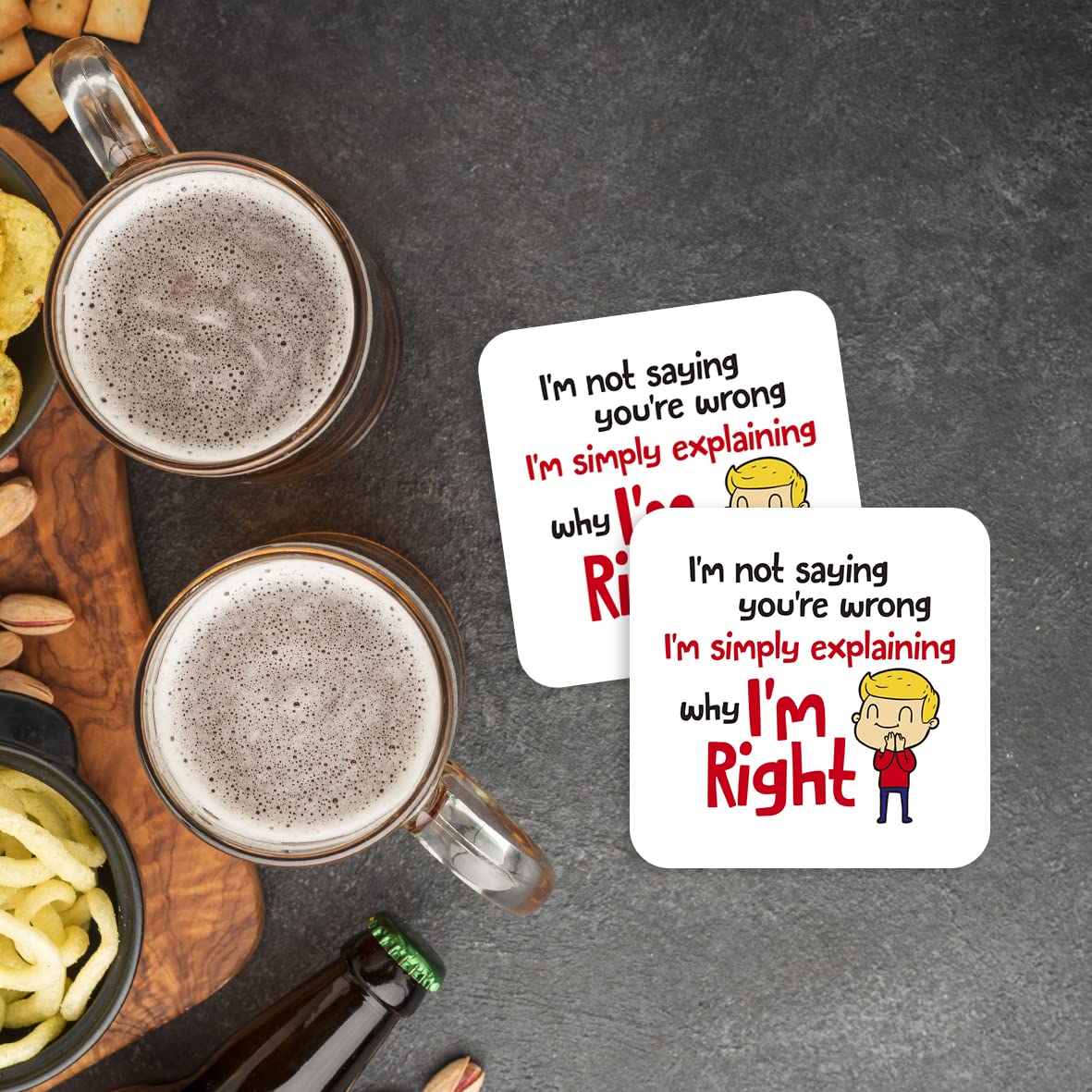 CS472 I'm not saying you're wrong i'm simply explaining why i'm right Novelty Funny Coffee Tea Drink Gift Glossy MDF Wooden Coaster