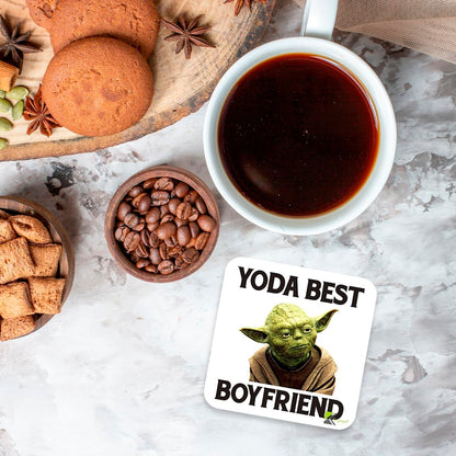 CS096 Yoda best boyfriend Novelty Funny Coffee Tea Drink Gift Glossy MDF Wooden Coaster | Gifts for Him, Men, Sci-Fi Fans | Anniversary, Birthday & Valentine's Day Present