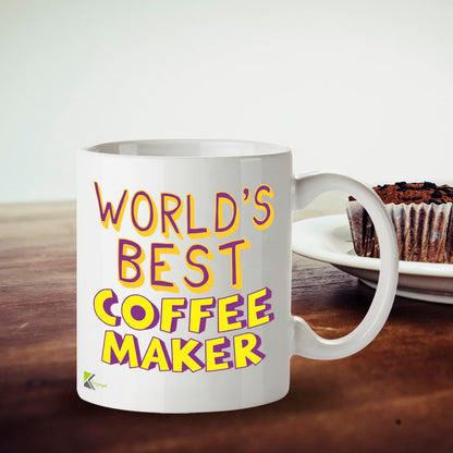 Kruzroyal DZ829 World's Best Coffee Maker Mug 11oz - White Ceramic Cup for a Perfect Brew - Funny Birthday, Office Thank You Gift for Colleague, Friend