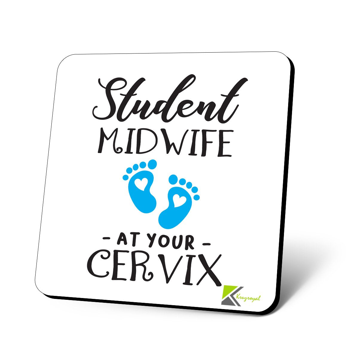 CS971 Student midwife - at your cervix Novelty Funny Coffee Tea Drink Gift Glossy MDF Wooden Coaster | Gifts for Student Midwives, Nurses, Doulas – Thank You & Graduation Present