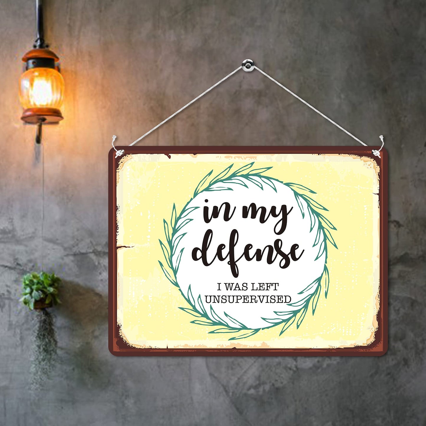 Kruzroyal MP132 In my defense : i was left unsupervised. Funny Novelty Retro Vintage Metal Wall Sign Plaque 20cm x 15cm