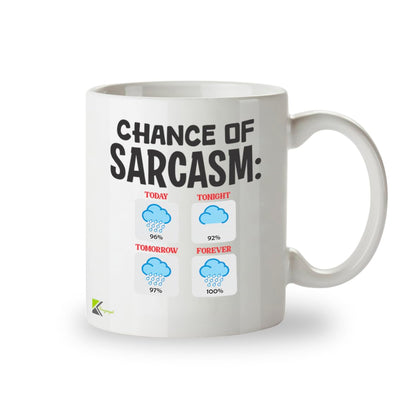 Kruzroyal Chance of Sarcasm Funny Coffee Mug - Sarcastic Weather Forecast Novelty Cup Great Gag Gift for Men Women Coworkers