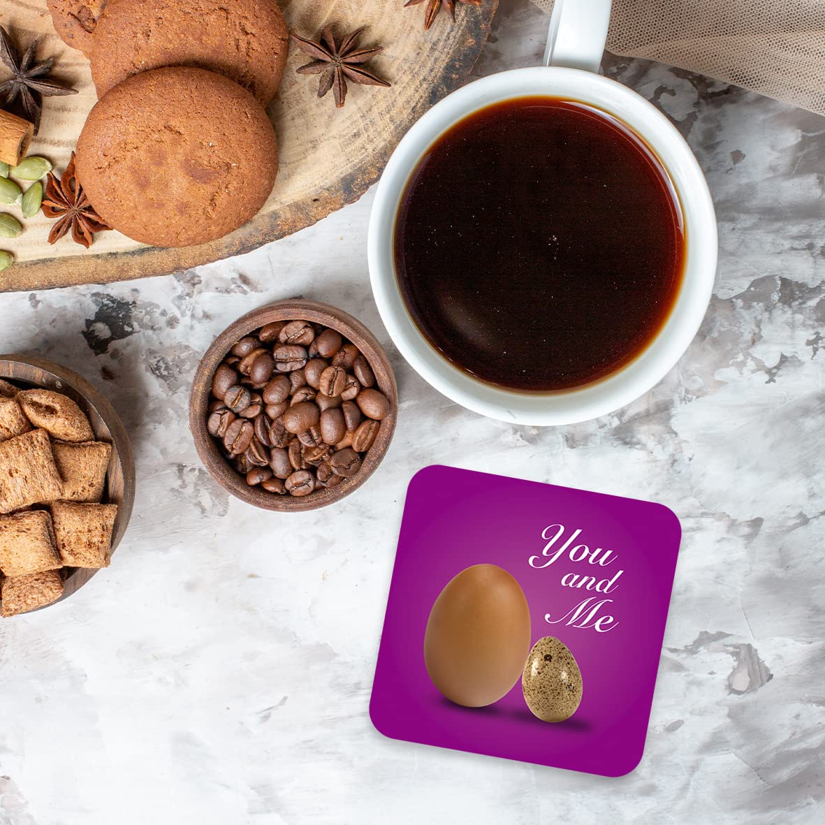 CS697 You and Me Novelty Funny Coffee Tea Drink Gift Glossy MDF Wooden Coaster