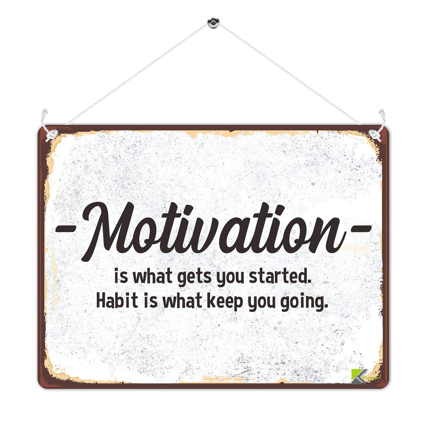 Kruzroyal MP468 Motivation is what gets you started. Habit is what keep you going. Funny Novelty Retro Vintage Metal Wall Sign Plaque 20cm x 15cm