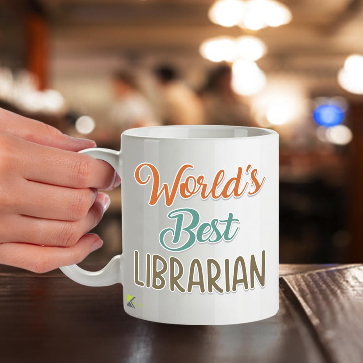 Kruzroyal DZ854 World's Best Librarian Mug 11oz - White Ceramic Cup for Book Lover, Library Assistant - Ideal Birthday, Thank You, Retirement Present