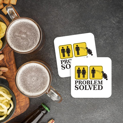 CS591 Problem Solved Couple Single Novelty Funny Coffee Tea Drink Gift Glossy MDF Wooden Coaster