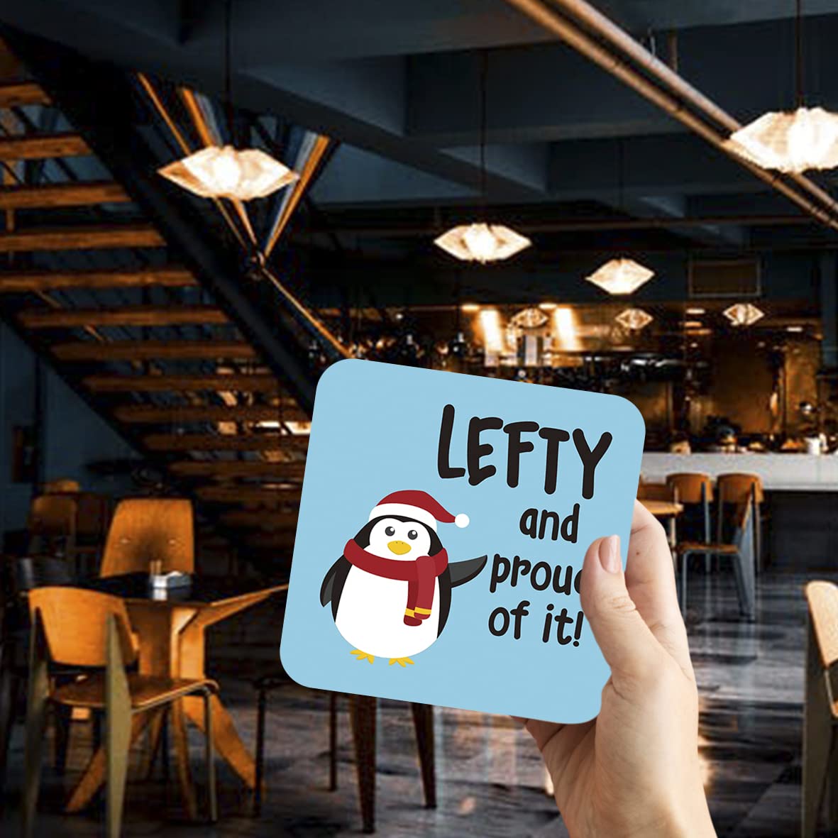 CS658 Lefty and Proud of it! Novelty Funny Coffee Tea Drink Gift Glossy MDF Wooden Coaster
