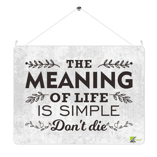 MP227 The meaning of life is simple "Don't die" Funny Novelty Retro Vintage Metal Wall Sign Plaque 20cm x 15cm