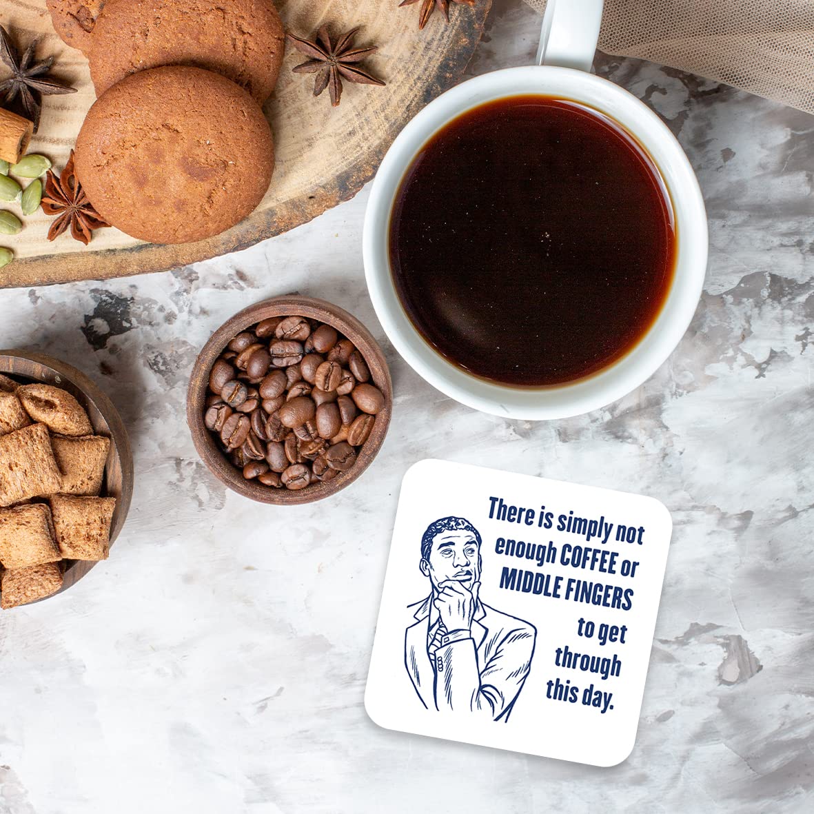 CS576 There is Simply not Enough Coffee or Middle Fingers to get Through This Day. Novelty Funny Coffee Tea Drink Gift Glossy MDF Wooden Coaster