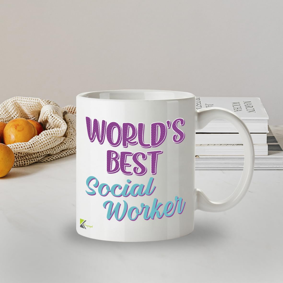 Kruzroyal DZ853 World's Best Social Worker Mug 11oz - White Ceramic Cup for Social Care Professional - Ideal Birthday, Thank You, Leaving Present