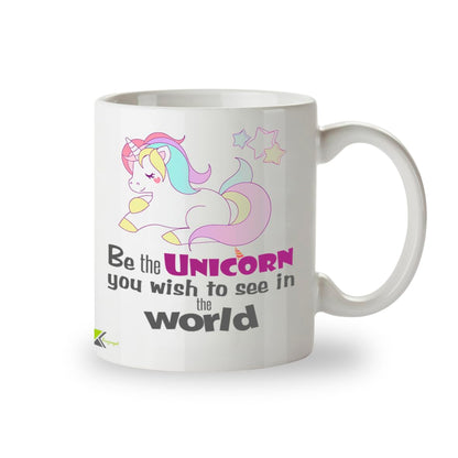 Kruzroyal Unicorn Mug, Be The Unicorn You Wish to See in The World, Funny Novelty Gift Tea Coffee Cup for Women Girls