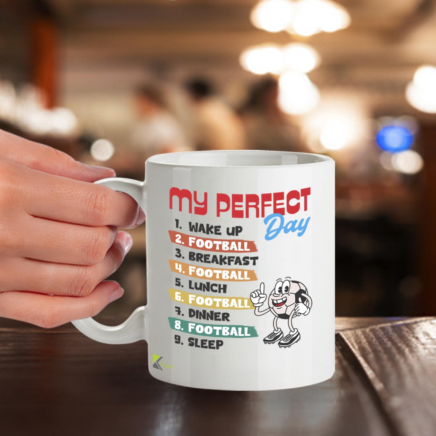 Kruzroyal My Perfect Day Football Funny Coffee Mug - Soccer Themed Novelty Cup Great Gift for Fans Players Men Boys Dad