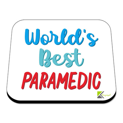 WB070 World's Best Paramedic MDF Wooden Coaster by Kruzroyal | Gift for Paramedic | Unique Novelty Present | 9cm x 9cm | Coffee Tea MDF Wooden Coaster